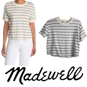 MADEWELL Everyday Crop T-Shirt in Jacquard Stripe Boxy Short Sleeves Sz Small